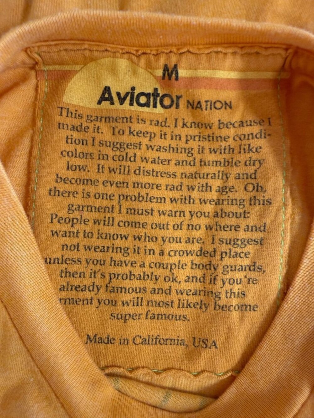 Aviator Nation Arizona State University Sun Devils Crew Tee Shirt Size M Yellow - Picture 3 of 9